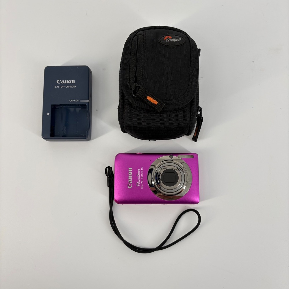 Canon PowerShot ELPH 100 HS Camera Pink 12.1MP 4x Zoom Full HD Bundle Tested